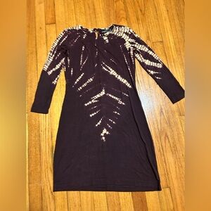 Gypsy05 Purple Bamboo Blend Tie Dye Fitted Stretch Long Sleeve Dress Size XS